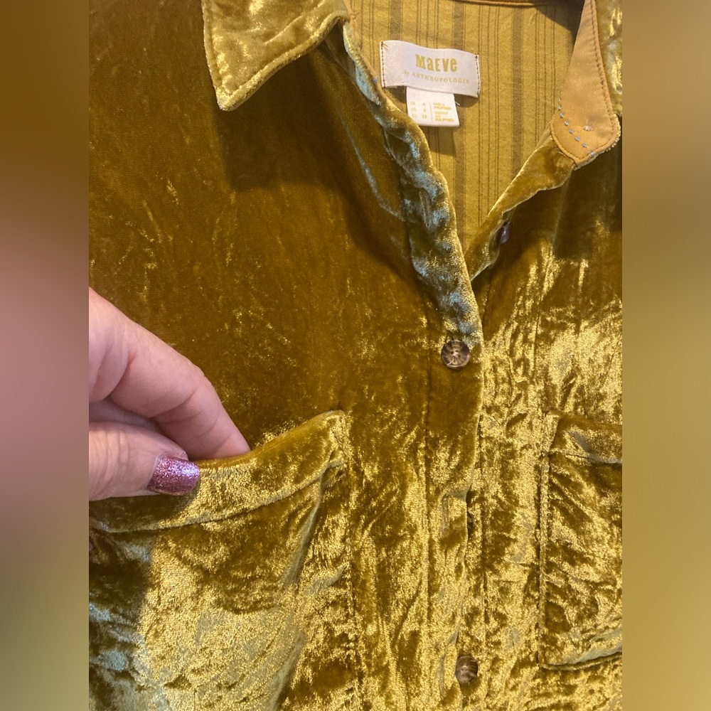 Maeve Anthropologie Burnout Crushed Velour Gold Boho Whimsigoth Festival WM SZ 0 - Picture 12 of 14